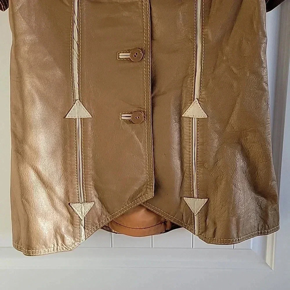 Vintage Taylor International Leather Button Up Lined Vest Top Size 10 - Picture 7 of 11